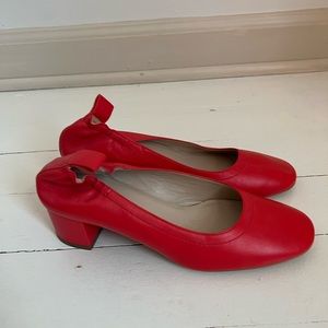 Everlane Day Heels in poppy red